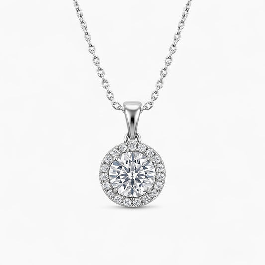 Rosé Round Halo Necklace