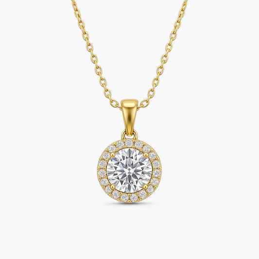 Rosé Round Halo Necklace